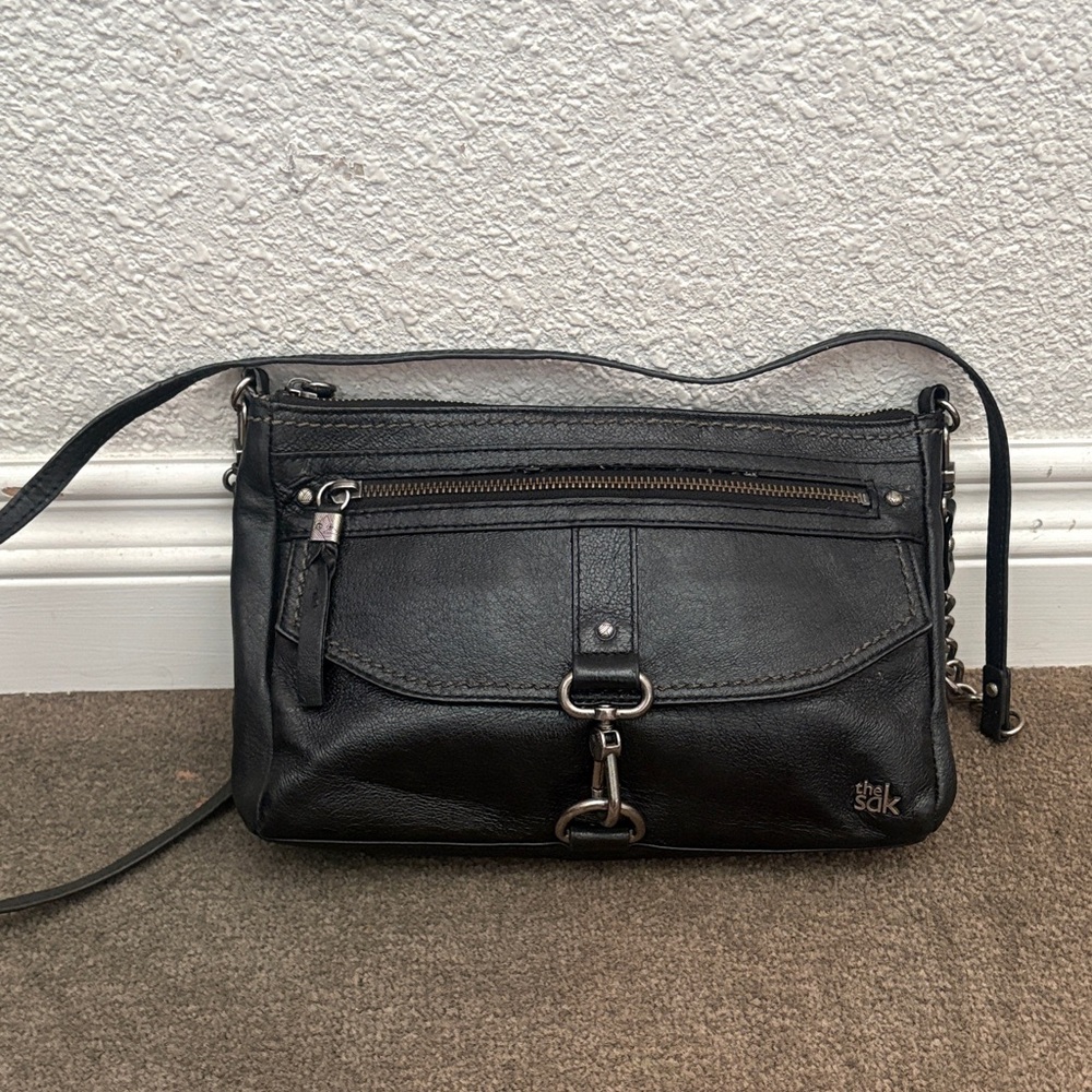 The Sak Black Crossbody Bag with Silver Accents